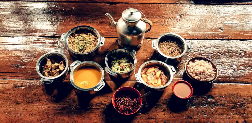 Local cuisine at Amantaka in Paro, Bhutan