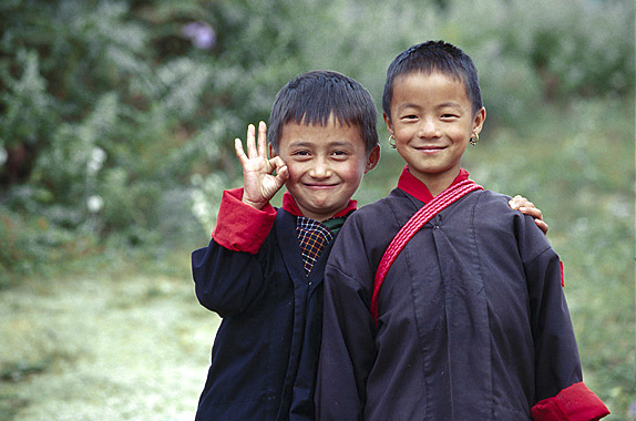 Childs posing for photo shoot, Bhutan