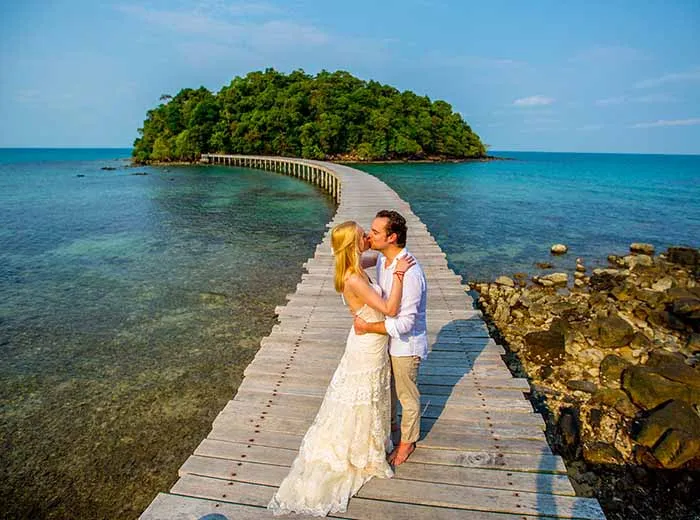 Honeymoon couple on Saong Saa private island in Cambodia
