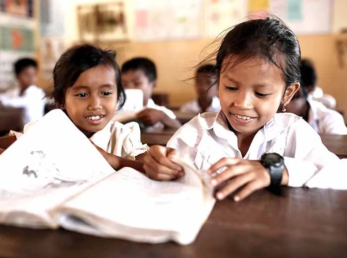 Students in classroom, Cambodia