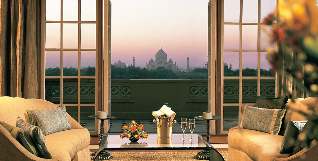 View of the Taj Mahal from the Oberoi Amarvilas, Agra, India