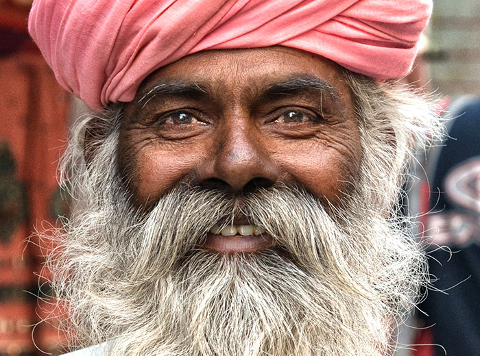 Smiley face of an old Indian man