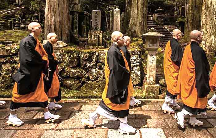 Monks procession on Mount Koya, Japan