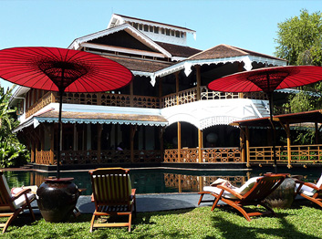 Garden of the Governor's Residence luxury hotel in Yangon, Myanmar
