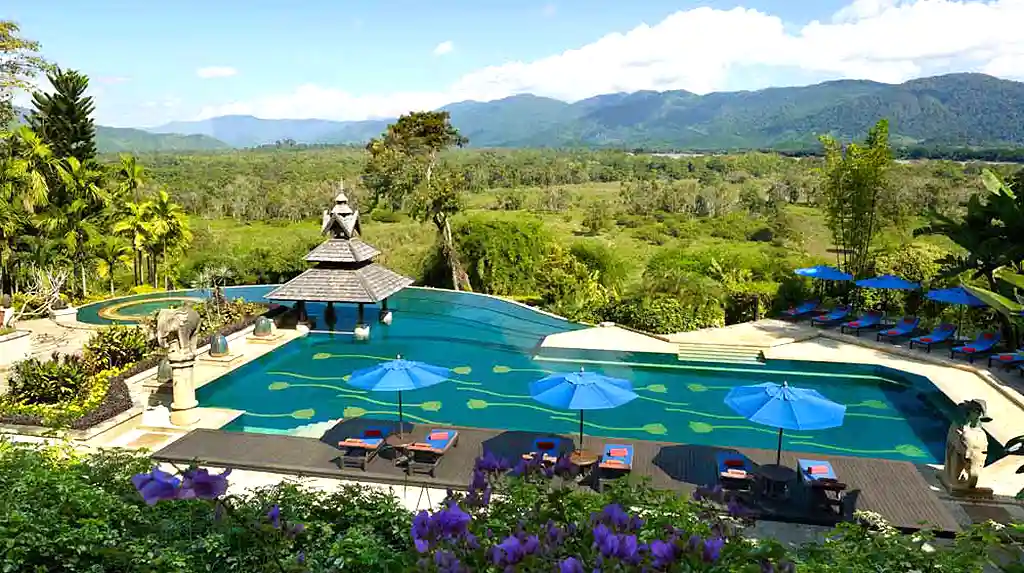 Pool at Anantara Golden Triangle resort