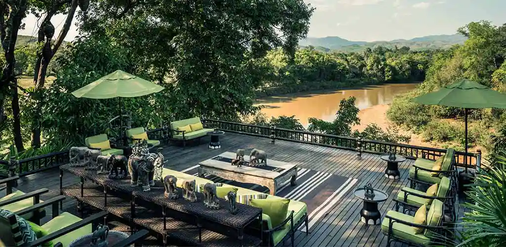River view from the deck at the Four Seasons Tented Camp in Chiang Rai