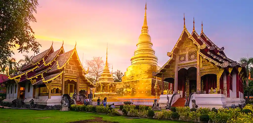 Golden Buddhist temple Chiang Mai, Thailand