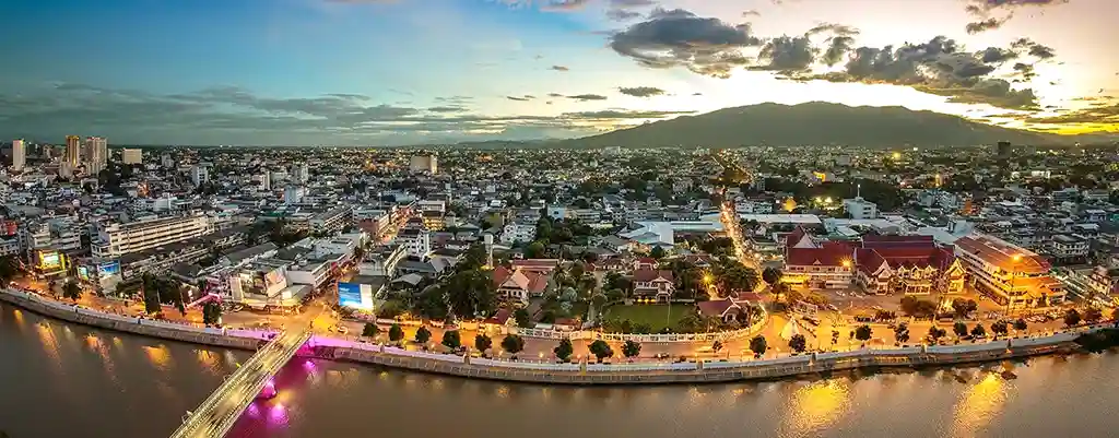 Chiang Mai and river from the air