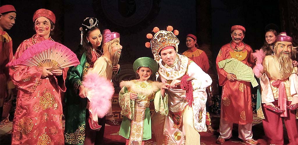Family private opera show with Hanoi traditional troupe in Hanoi, Vietnam