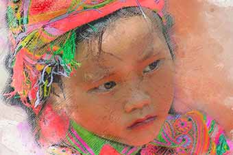 Potrait of a hilltribe girl from Mai Chau, Vietnam