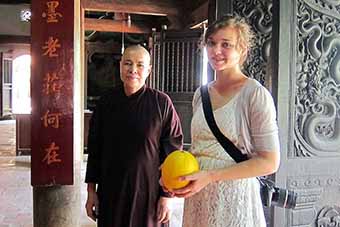 Visiting with monk in Hue, Vietnam
