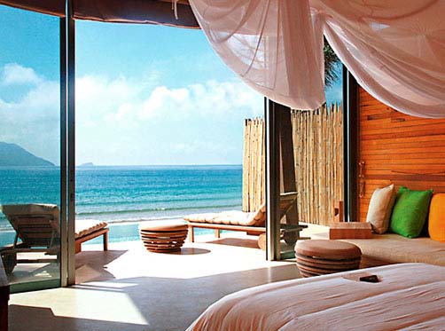 View from room over the ocean at Six Senses Can Dao, Vietnam