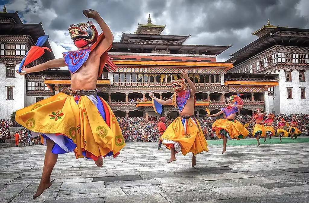 Thimpu festival masked dancers by Tania Chatterjee