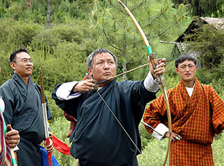 Archery competitors in Bhutan