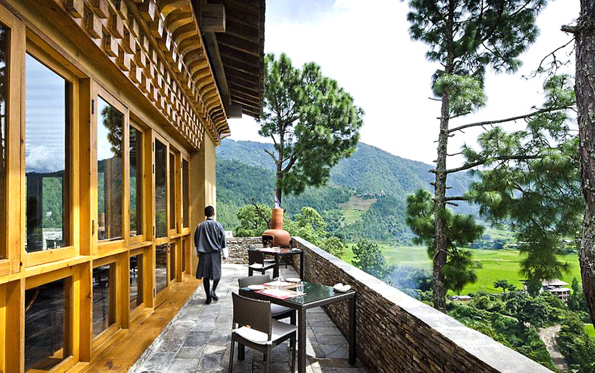 Uma Punakha cafe terrace, Bhutan