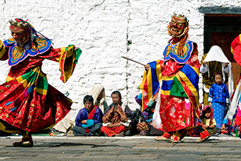 Moment of a festival dance, Bhutan