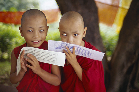 Happy face of young monk