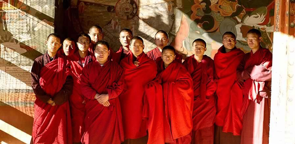Monks in Bhutan monastery