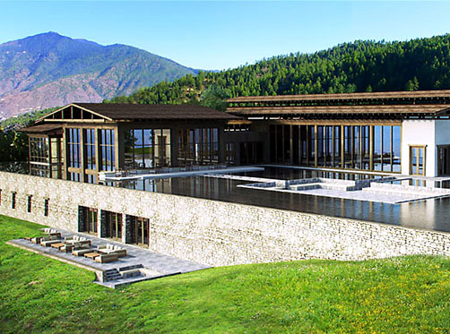 Luxury hotel front, Bhutan