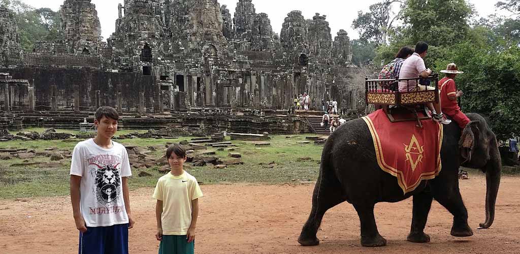 Mario Morris and Alesso Morris at Angkor Thom, Cambodia