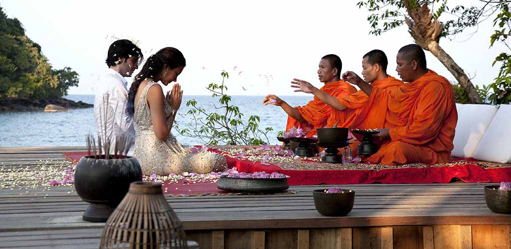 Monk wedding blessing in Cambodia
