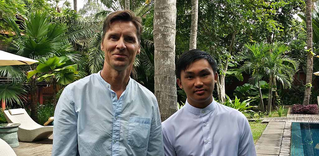 Patrick Morris and staff at Maison Polanka, Siem Riep, Cambodia