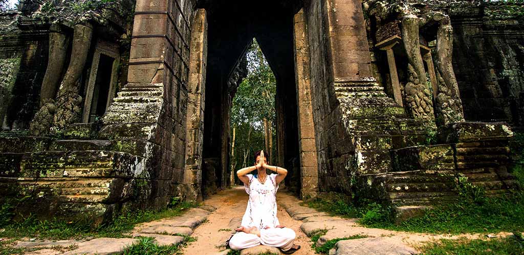 Yoga in Angkor Wat, Cambodia
