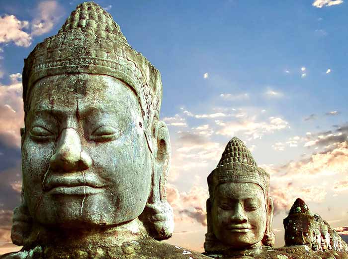 South gate stone guardians, Angkor Thom, Cambodia