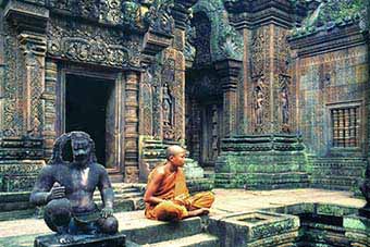 Monk at Banteay Srei Temple