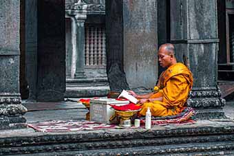 Reading at Angkor Wat Temple