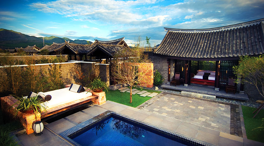 Private villa at the Banyan Tree luxury resort in Lijiang, China