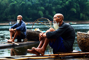 Li River fisherman on bamboo rafts