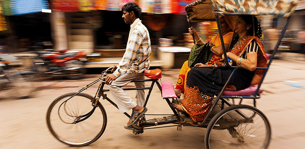Rickshaw ride in old Delhi, India