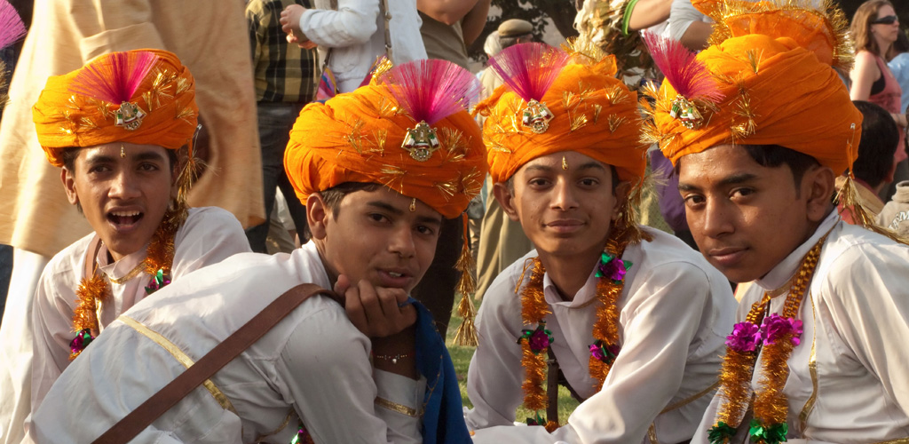 Boy musicians at festival in India