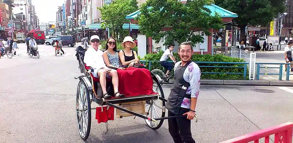 Family Rickshaw ride in Asakusa, Japan