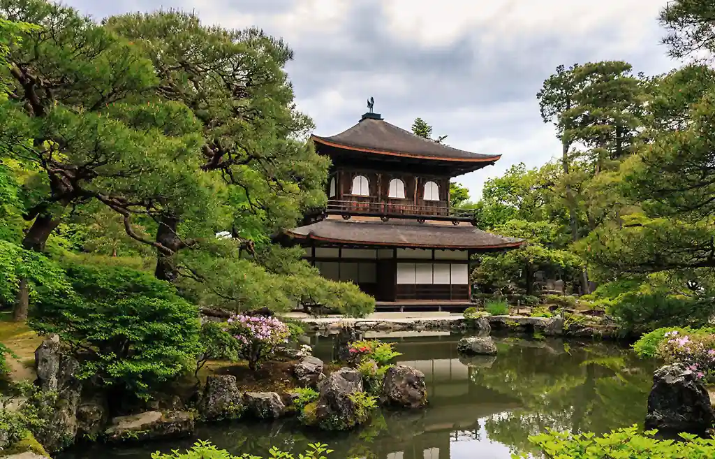 Ginkaku-ji Temple (Silver Pavilion) pond and garden