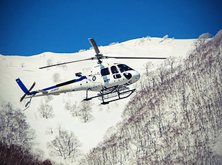 Helicopter in Hokkaido, Japan for heli skiing