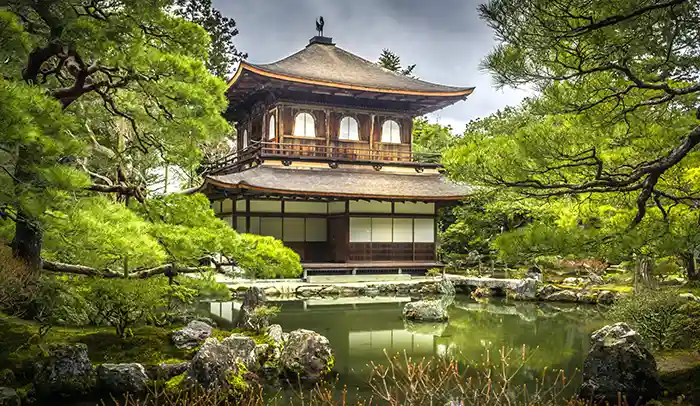 Ginkaku-ji and gardens in Kyoto, Japan