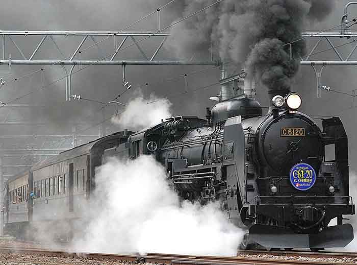 Vintage steam locomotive in Japan