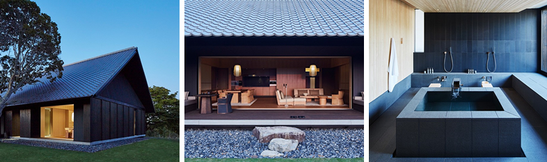 Photo collage of the Amanemu luxury hotel on Ago Bay, Japan