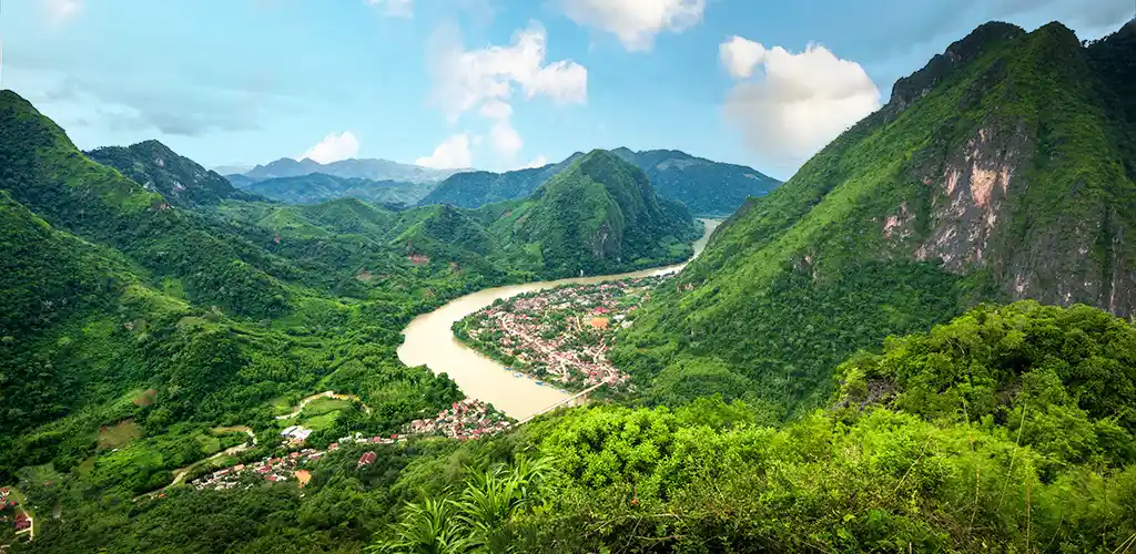 Nam Ou river valley on Nong Khiaw, Laos