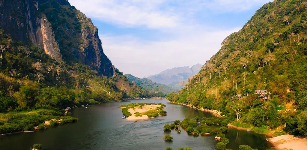 River view of Muang Ngoi town in Laos