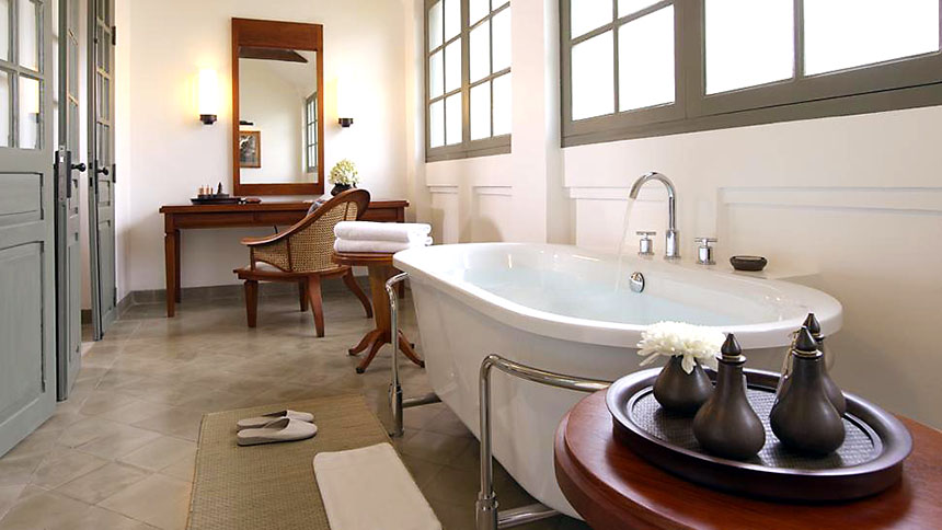 Bathtub at the Amantaka luxury resort in Luang Prabang, Laos