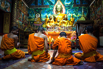 Monks at temple in Luang Prabang