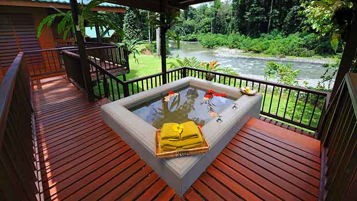 Hot tub at Borneo Rainforest Lodge