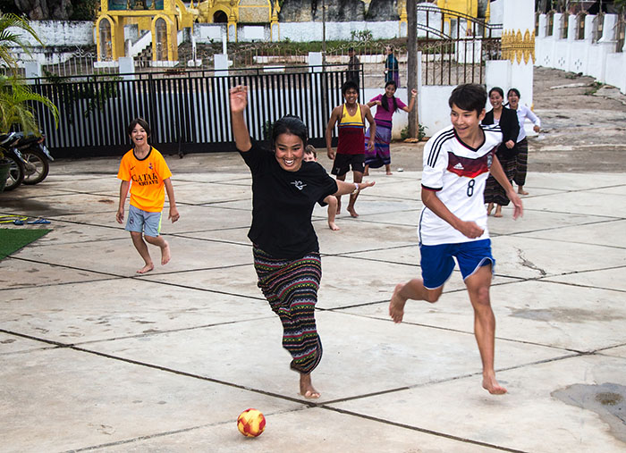 Playing soccer in Kalaw, Myanmar