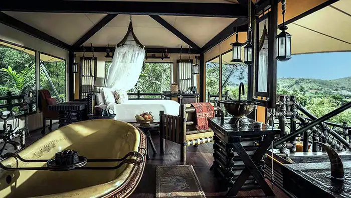 Superior tent at the Four Season's Tented Camp in the Golden Triangle, Thailand