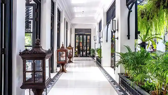 Hallway at the Siam Hotel in Bangkok, Thailand