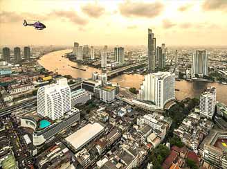 Peninsula Bangkok helicopter in flight
