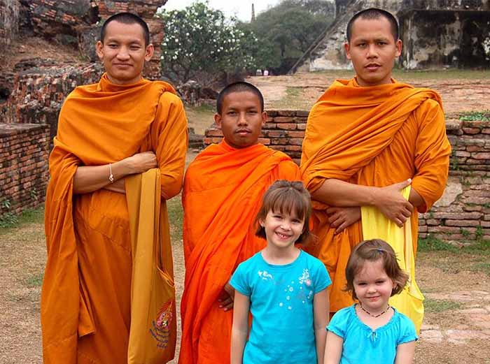 Thailand family tour with monks
